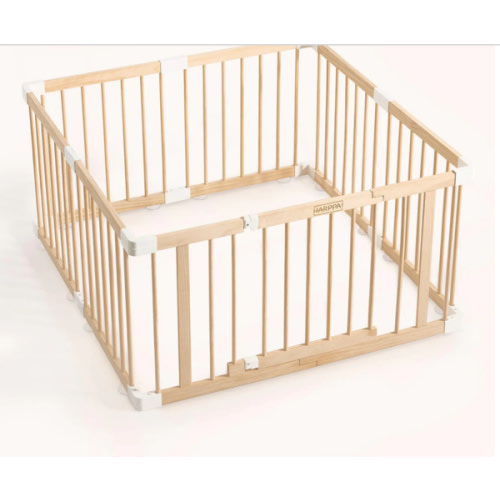 HARPPA Baby Gate Playpen, DIY Foldable Wooden Play Gate, Non-Toxic Foldable Wooden Play Yard for Babies & Toddlers, Adjustable DIY Baby Fence, Large & Small Safe Play Area, Easy-Assembly Natural Finish Indoor Playpen, DIY Playpen Foldable Wooden Playpen,