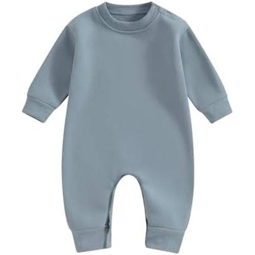 Newborn Baby Boy Girl Fleece Romper Jumpsuit Solid Color Long Sleeve Thick Sweater Onesie Warm Winter Outfit Clothes