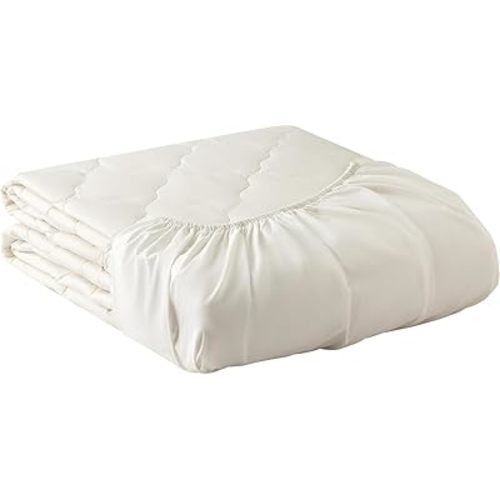 YATAS BEDDING Wool Mattress Protector, Mattress Cover with 100% Cotton Cover & Special Certificated Wool Filling, Bed Cover and Protector, Ecru (Queen Size - 18'' Depth) - 59"x79"