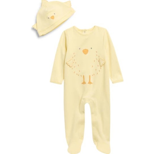 Chick Cotton Footie & Hat Set, 3 M