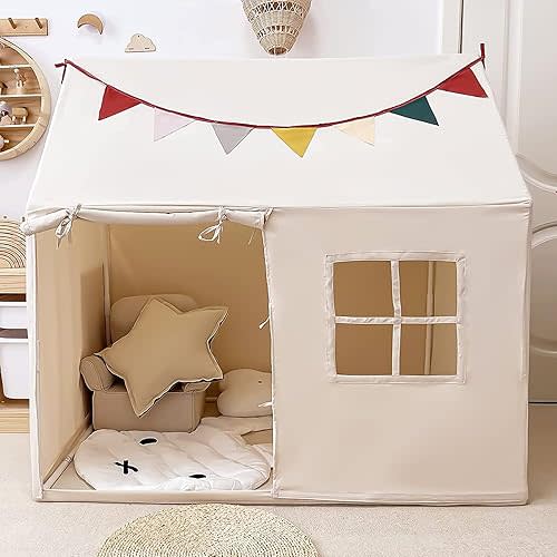 Kids Tent Indoor Playhouse, Kids Play Tent Large Kid Playhouse Tent Toys Toddler Tent Play House with Pennant Banners