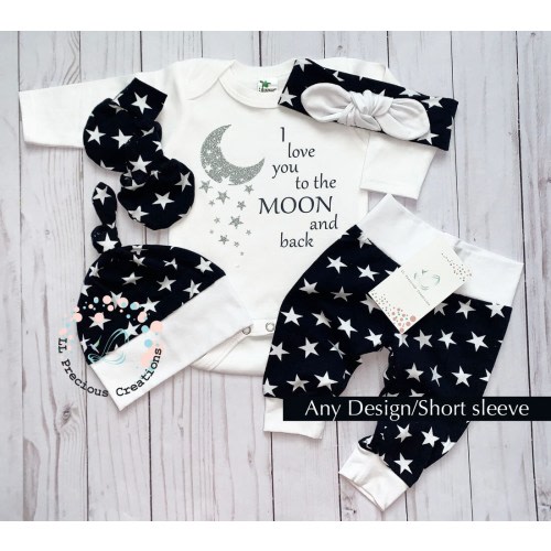 coming home baby outfit/baby clothes/newborn boy/baby girl/shower gift/stars and moon/navy outfit/gender neutral outfit