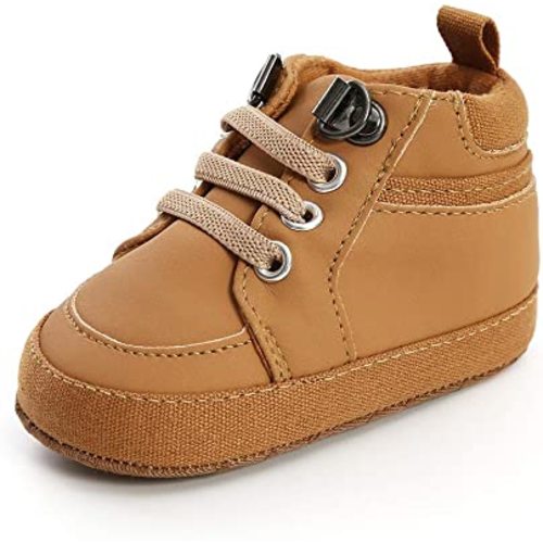 Unisex Baby Boys Girls High-Top Ankle Sneakers Soft Rubber Sole Infant Crib Shoes Toddler First Walkers