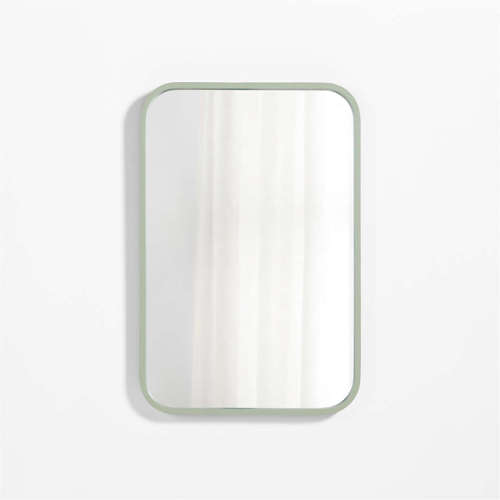 Finn Sage Green Wood Rectangle Wall Mirror