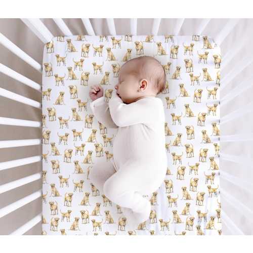 Yellow Lab Crib Sheet - Yellow Labrador - New Baby Gift - Dog Lover - Dog Nursery - Baby Shower Gift - Puppy Nursery - Watercolor Labrador