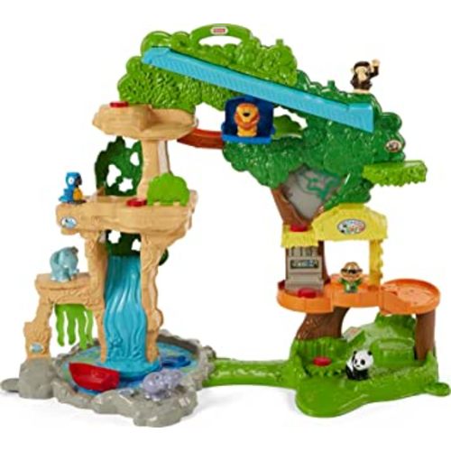 Fisher-Price Little People Toddler Playset Share & Care Safari 2-Ft Tall Toy with Lights Sounds & 7 Figures for Ages 1+ years [Amazon Exclusive]