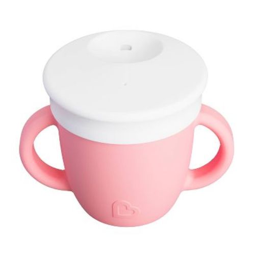 Munchkin 6oz C'est Silicone! Training Sippy Cup With Handles And Lid For Babies - Coral Pink