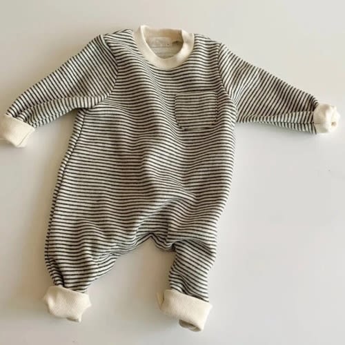 Thick Striped Sweater Jumpsuit | black | 6 month