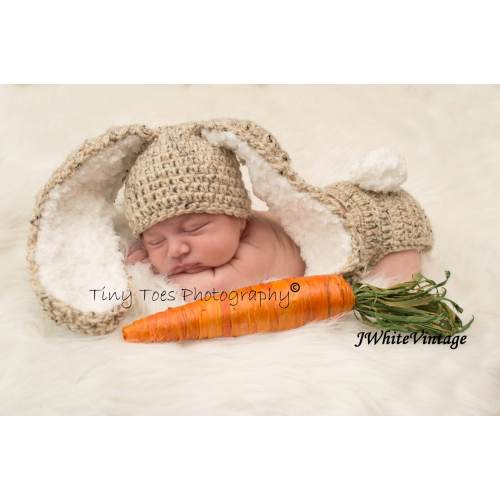 Crochet Bunny hat with diaper cover,8 colors to choose,with Big and Fluffy ears
