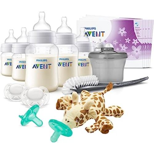 Philips AVENT Anti-Colic Baby Bottle with AirFree Vent Essentials Gift Set, SCD308/02, White