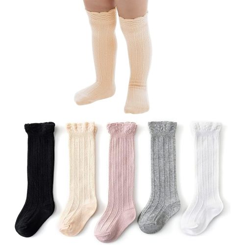 American Trends Baby Knee High Socks - Girls & Boys Newborn to Toddlers - Ruffled Tube Socks