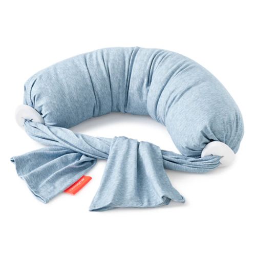 bbhugme Adjustable Nursing Pillow - Breastfeeding, Bottle Feeding, Baby Support - Adjustable Firmness and Fit - Washable Pillow Cover - Blue Melange