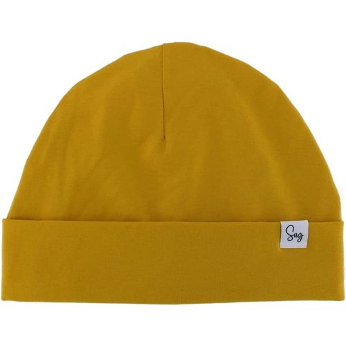 Satin-Lined Jersey Beanie Hat for Baby Boys - Mustard