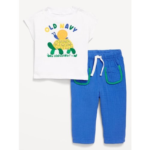 Short-Sleeve Graphic T-Shirt and Pants Set for Baby