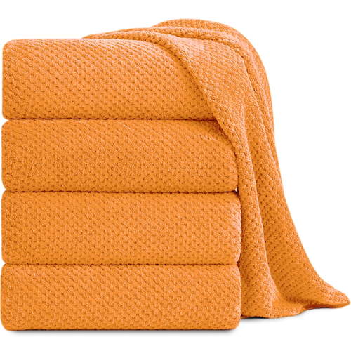 Jessy Home 4 Pack Towel Set Oversized Bath Sheet Towels 600 GSM Ultra Soft Orange Red Bath Towels