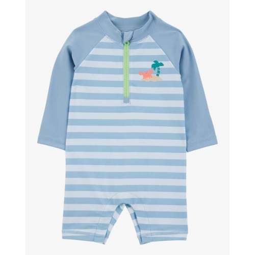 Baby 1-Piece Striped Long-Sleeve Rashguard Swimsuit - Blue - Carter's | Carter's