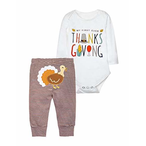 Baby Boys 1st Thanksgiving Outfit My 1st Thanksgiving Romper + Pant Clothing Set