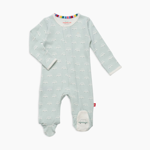 Magnetic Me Organic Cotton Magnetic Footie - Beep Beep Time, Nb