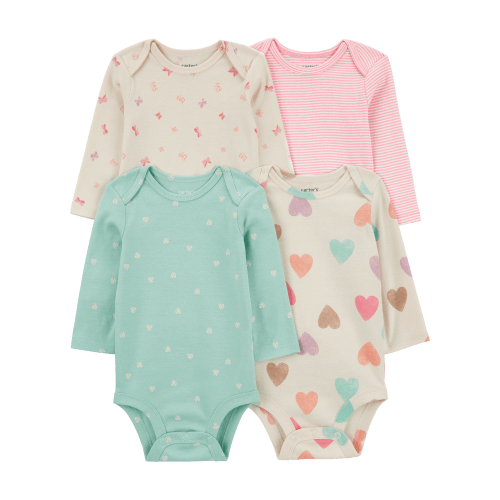 Baby 4-Pack Long-Sleeve Cotton Bodysuits - Carter's | Carter's