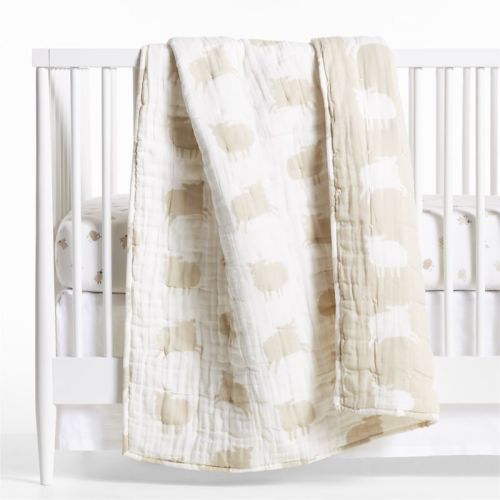 Sheep Organic Cotton Gauze Baby Crib Quilt