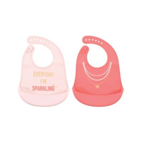 Baby Girl Silicone Bibs 2pk, Flawless, One Size