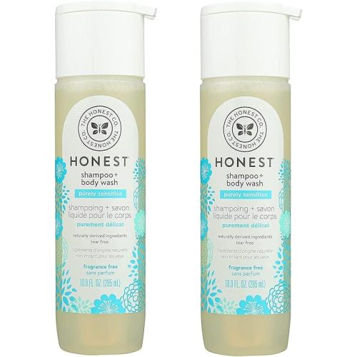 HONEST Purely Simple Fragrance-Free Shampoo + Body Wash | Tear-Free Baby Shampoo with Naturally Derived Ingredients | Sulfate- & Paraben-Free Baby Bath | 10 Fl Oz (Pack of 2)