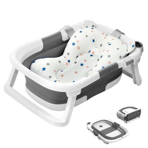 RUPOUN Baby Bathtub, Collapsible for Newborn Boys and Girls, Portable and Foldable, Gray