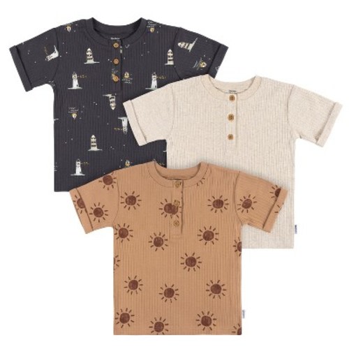 Gerber Toddler Boys' Henley T-shirts - Sun - 2T - 3-Pack