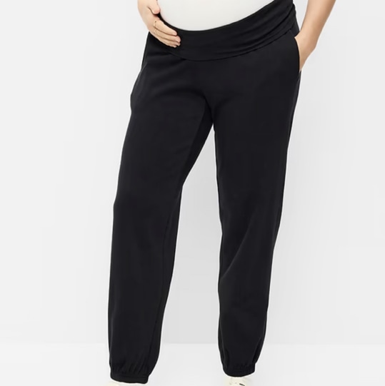 Maternity Rollover-Waist Fleece Jogger Sweatpants