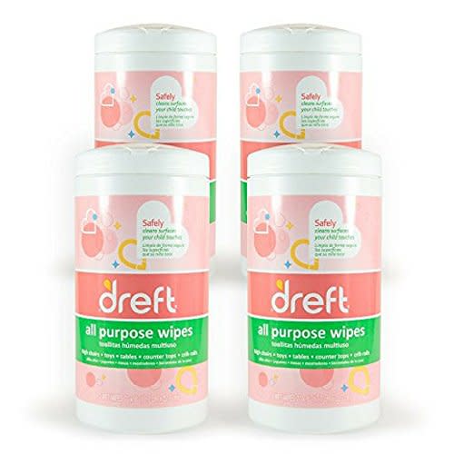 Dreft Multi-Surface All-Purpose Gentle Cleaning Wipes for Baby Toys, Car Seat, High Chair & More, 70 Count (Pack of 4)
