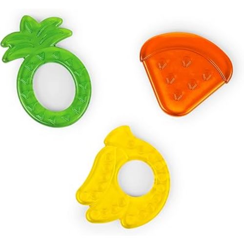 Bright Starts Juicy Chews 3-Pack Textured Teethers - Watermelon, Pineapple, Banana - BPA Free, Unisex, 3 Months +