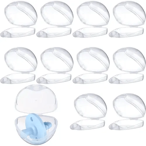 10 Pack Pacifier Case, Pacifier Holder Case Clear Pacifier Container Pacifier Box for Travel Transparent Clip Pacifier Accessories
