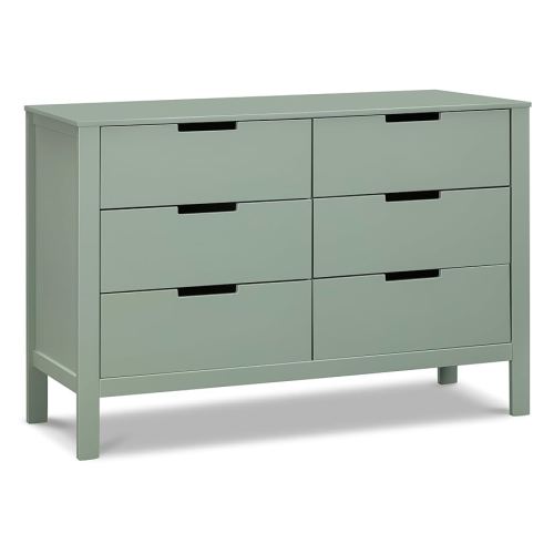 Carter's by DaVinci Colby 6-Drawer Baby Dresser - Wooden Double Chest of Drawers for Kids, Boys, and Girls - Versatile Storage Dresser for Bedroom, Nursery, Living Room and Hallway - Light Sage