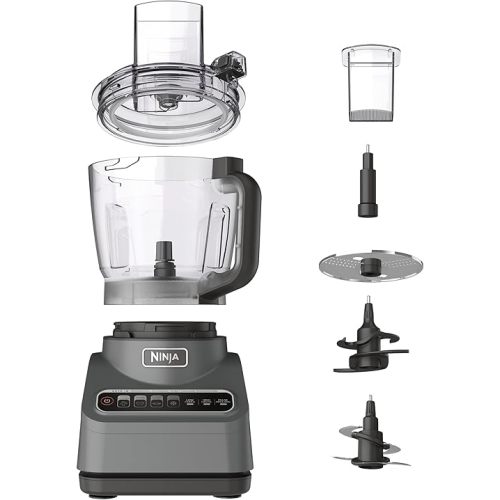 Ninja BN601 Professional Plus Food Processor, 1000 Peak Watts, 4 Functions for Chopping, Slicing, Purees & Dough with 9-Cup Processor Bowl, 3 Blades, Food Chute & Pusher, Silver