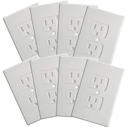 8 Pack Upgraded Self Closing Electrical Outlet Covers | Baby proofing Safety Universal Wall Socket Plate | Automatic Sliding Cap Cover Standard Wall Outlet Covers (8 Pack)