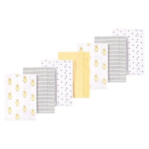 Luvable Friends Hudson Baby Flannel Burp Cloths 7pk, Yellow Duck