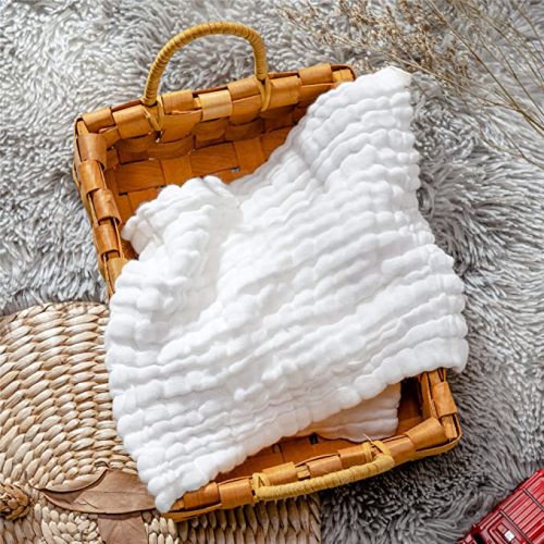 MUKIN Baby Washcloths - Natural Cotton Baby Wipes - Soft Newborn Baby Face Towel for Sensitive Skin- Baby Registry as Shower, 10 Pack 12x12 inches (White)