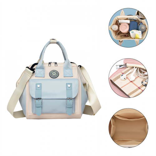 TELOLY Diaper Bag,9.1"*5.5"*9.4" Diaper Bags,Polyester Boy Diaper Bag With Insulated Pockets,Blue
