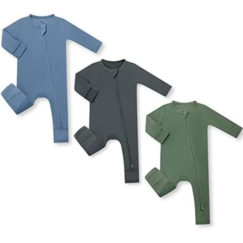 HAPIU Unisex Rayon Made from Bamboo Baby Rompers with Cuffs, 2 Way Zipper YKK, Footless Pajamas Jumpsuit