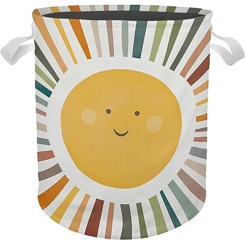 Kids Laundry Basket, Cute Laundry Basket, Boho Colorful Sunshine Laundry Basket Hamper Waterproof Collapsible Storage Bin Organizer for Bedroom Bathroom Baby Kids Room Dorm Clothes Toys