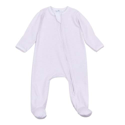 Baby Girl Zip Footie - Pink Mini Stripes - Magnolia Baby Pima Cotton
