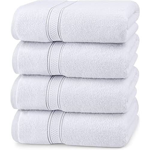 Utopia Towels 4 Pack Premium Bath Towels Set, (27 x 54 Inches) 100% Ring Spun Cotton 600GSM, Lightweight and Highly Absorbent Quick Drying Towels, Perfect for Daily Use (White)