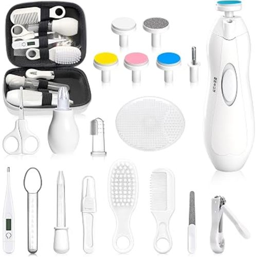 Baby Healthcare and Grooming Kit, Portable Baby Safety Care Set, Baby Essentials kit for Newborn (Grey White, 20 in 1)