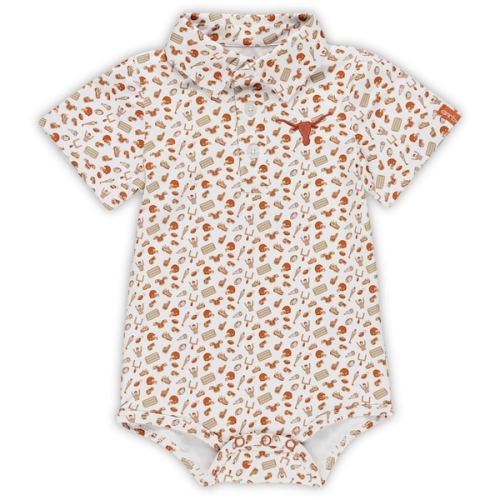 Texas Longhorns Garb Infant Tom Allover Print Performance Polo Bodysuit - Burnt Orange