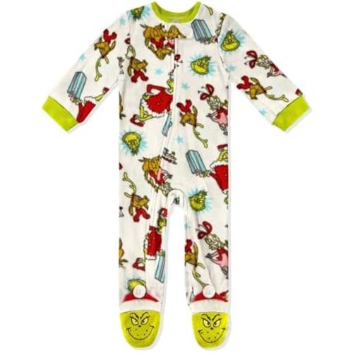 Dr. Seuss The Grinch Baby Pajamas Onesie - Zip-Up Sleeper Soft Sleep and Play Outfit - Newborn Girls & Baby Boy's Pajamas
