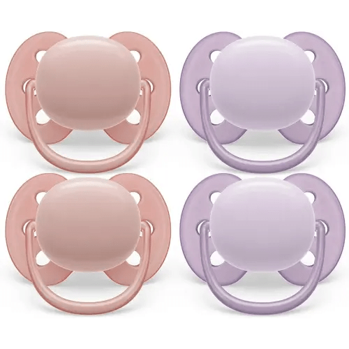 Philips Avent Ultra Soft Pacifier - 4 x Soft and Flexible Baby Pacifiers for Babies Aged 0-6 Months, BPA Free with Sterilizer Carry Case, SCF091/25