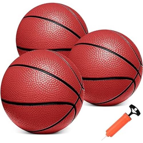 Iyoyo Mini Basketballs,3 Pack 6" Small Basketball Set with Pump Durable PVC Basketballs for Mini Basketball Hoop Mini Toy Basketball for Toddlers Kids Teenagers for Pool, Indoors, Outdoors