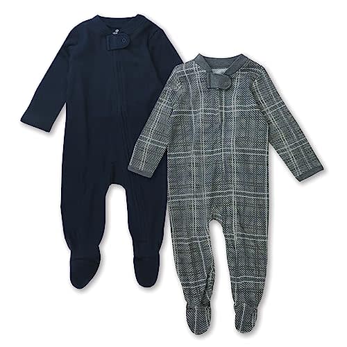 HonestBaby Sleep and Play Footed Pajamas One-Piece Sleeper Jumpsuit Zip-front PJs Organic Cotton for Baby Boys, Unisex