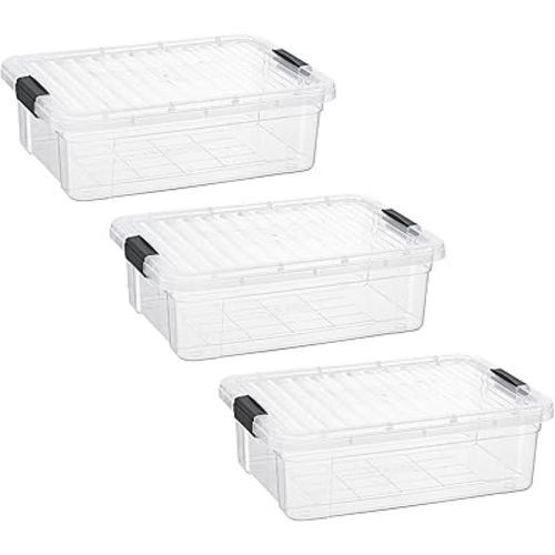Superio Storage Bins with Lids- 3 Pack, 7.4 Qt Clear Boxes for Organizing, Stackable Plastic Containers- BPA Free, Non-Toxic, Odor Free, Organizer for Home, Office, Dorm