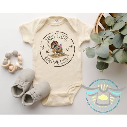 Daddy's Little Hunting Guide Baby Onesie® Turkey Hunting, Hunting, Father's Gift, Turkey, Country Boy, Hunting Onesie® Bodysuit, Trendy